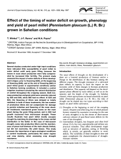 Effect of the timing of water deficit on growth, phenology and yield of