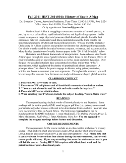History 387 – History of South Africa