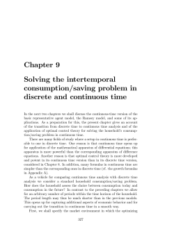 Chapter 9 Solving the intertemporal consumption/saving problem in