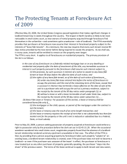 The Protecting Tenants at Foreclosure Act of 2009