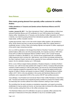 News Release Olam meets growing demand from specialty coffee