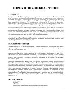 Economics of a Chemical Product