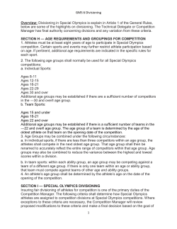 Overview: Divisioning in Special Olympics is explain in Article 1 of