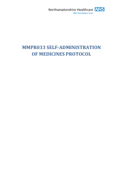 MMPR033 SELF-ADMINISTRATION OF MEDICINES PROTOCOL