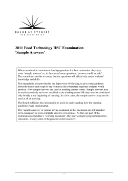 2011 HSC Sample Answers &ndash; Food technology