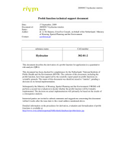 Hydrazine 302-01-2 Probit function technical support document