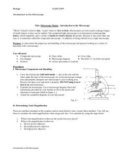 Biology CLASS COPY Introduction to the Microscope