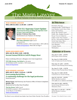 Calendar of Events In This Issue 2016 U.S. Supreme Court Update