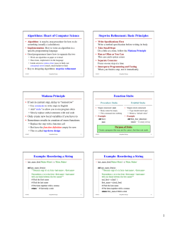 Algorithms: Heart of Computer Science Stepwise Refinement: Basic