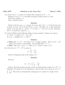 Math 247S Solutions to the Term Test March 5, 2012 (1) (10 pts) An