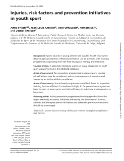 Injuries, risk factors and prevention initiatives in youth sport