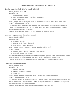 Summaries of 9th Grade Literature for Core 2