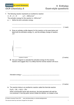 9 Enthalpy Exam-style questions OCR Chemistry A