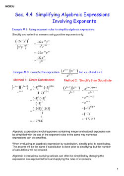 Sec. 4.4 Simplifying Algebraic Expressions Involving Exponents