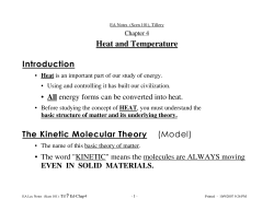 Heat and Temperature Introduction The Kinetic Molecular Theory