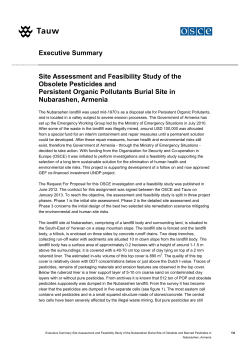 Site Assessment and Feasibility Study of the Obsolete Pesticides