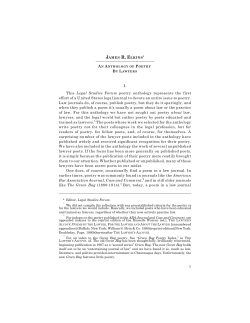 Introduction to an Anthology of Poetry by Lawyers