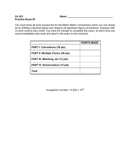 Ch 221 Name Practice Exam #1 You must show all work