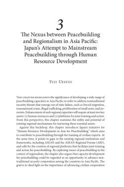 The Nexus between Peacebuilding and Regionalism in Asia Pacific
