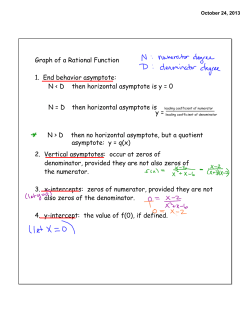 Graph of a Rational Function 1. End behavior asymptote: N < D then
