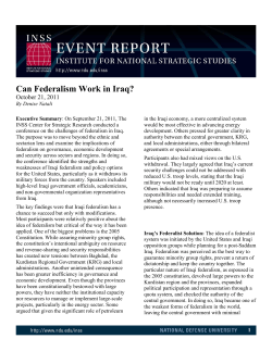 Can Federalism Work in Iraq?