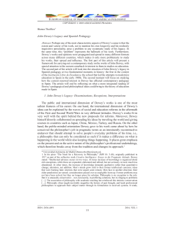 John Dewey`s Legacy and Spanish Pedagogy