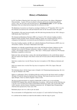 History of Badminton