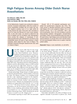 High Fatigue Scores Among Older Dutch Nurse Anesthetists