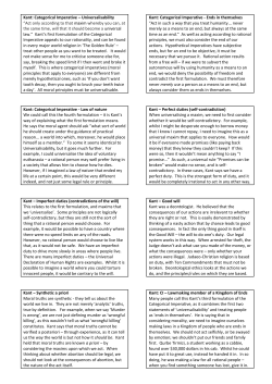 Kant: Categorical Imperative &ndash; Universalisability
