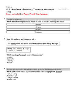 NLE - 4th Grade - Dictionary/Thesaurus Assessment (4.4c)