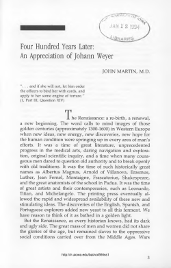 Four Hundred Years Later: An Appreciation of Johann Weyer
