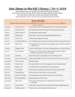 New Items in the EGF Library / 10~3~2016