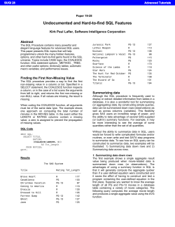 SUGI 28: Undocumented and Hard-to-Find SQL Features