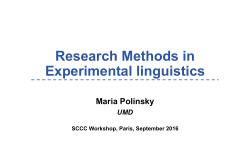 Research Methods in Experimental linguistics