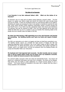 The Courier Legal Advice Line The Role of an Executor I am