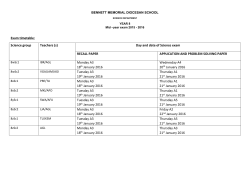Exam timetable - Bennett Memorial Diocesan School