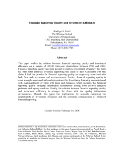Financial Reporting Quality and Investment Efficiency Abstract