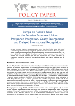 Bumps on Russia`s Road to the Eurasian Economic Union