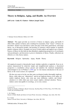 Theory in Religion, Aging, and Health