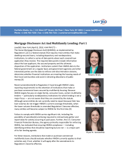 Mortgage Disclosure Act And Multifamily Lending