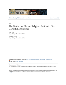 The Distinctive Place of Religious Entities in Our Constitutional Order