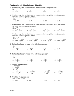 Testbank for Quiz #5 on McKeague 5.3 and 5.4 1 Use Property 1 for