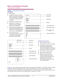 Basic Letter/Memo Formats - No Contest Communications