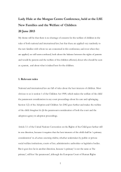 Lady Hale at the Morgan Centre Conference, held at the LSE