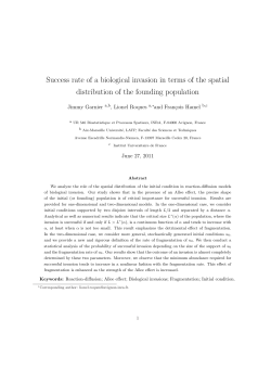 Success rate of a biological invasion in terms of the spatial