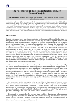 The role of proof in mathematics teaching and The Plateau Principle