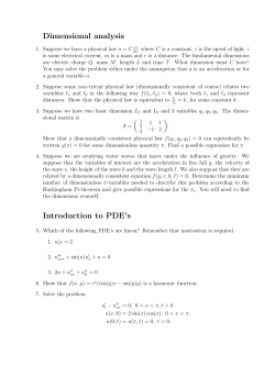Dimensional analysis Introduction to PDE`s