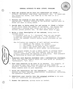 General Approach to Word (Story) Problems