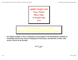 Power Dissipation in Cyclones Such as Hurricanes, Typhoons and