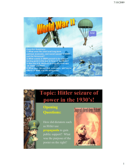 Topic: Hitler seizure of power in the 1930‟s!